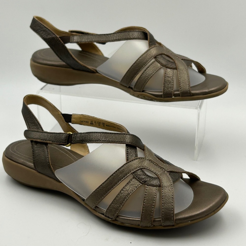 Naturalizer Catrina Sandals Women 9N Bronze Metallic‎ Strappy Comfort Boho Flat